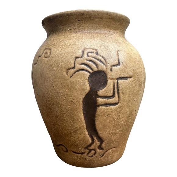 Wonderful Native American Kokopelli Acoma Pottery Vase, 10" made in mexico - Picture 4 of 8